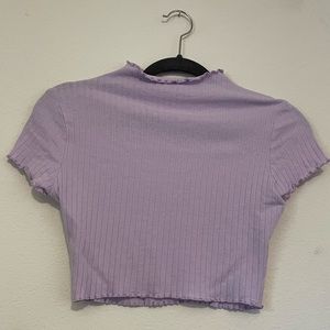 Lavender Lettuce Edge Crop Top